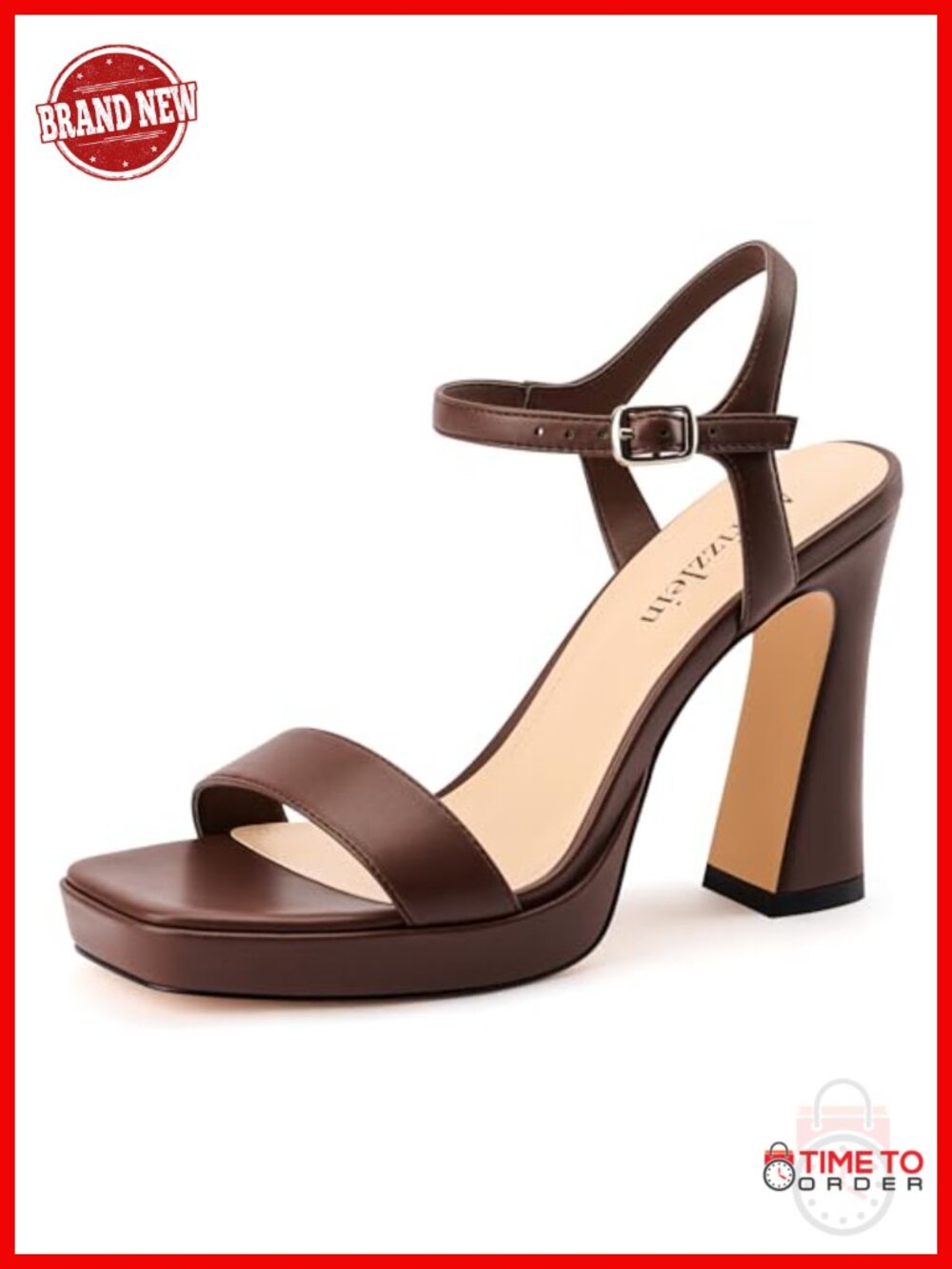 Faux Leather Platform Chunky Heel Summer Sandals with Ankle Strap